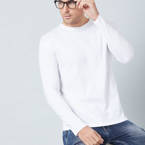 White plain full sleeve fealty T shirt