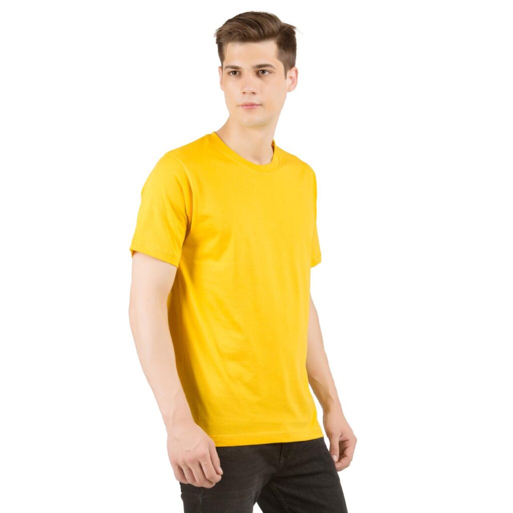 Golden Yellow Plain Solid T-Shirt for Men | Basic Tees