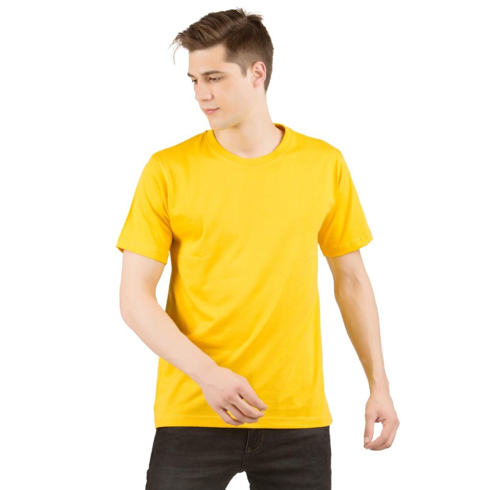 Golden Yellow Solid Plain T shirt Men