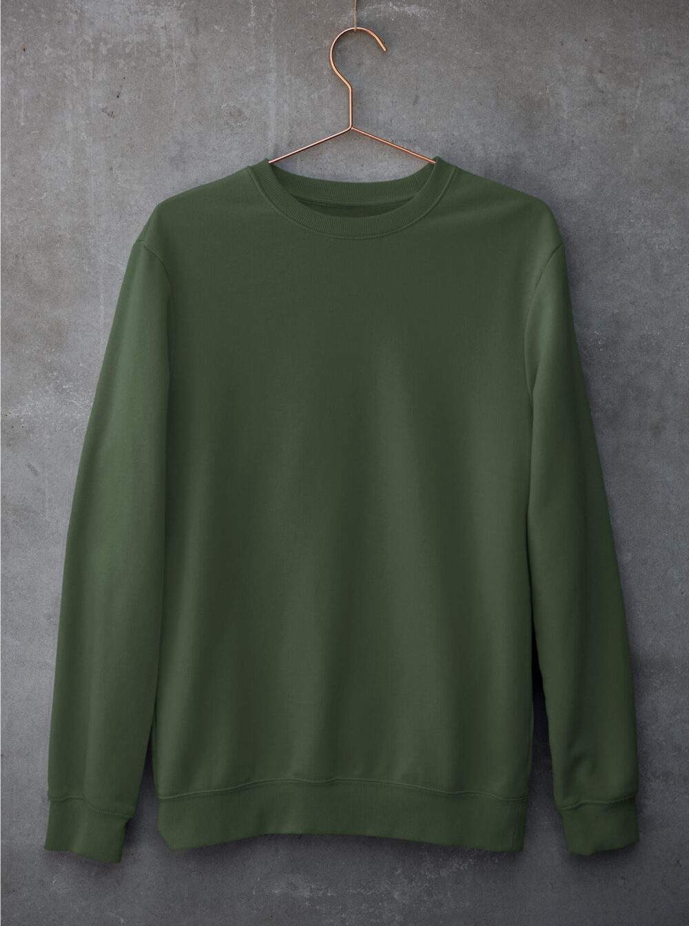 Olive Green Solid Sweatshirt